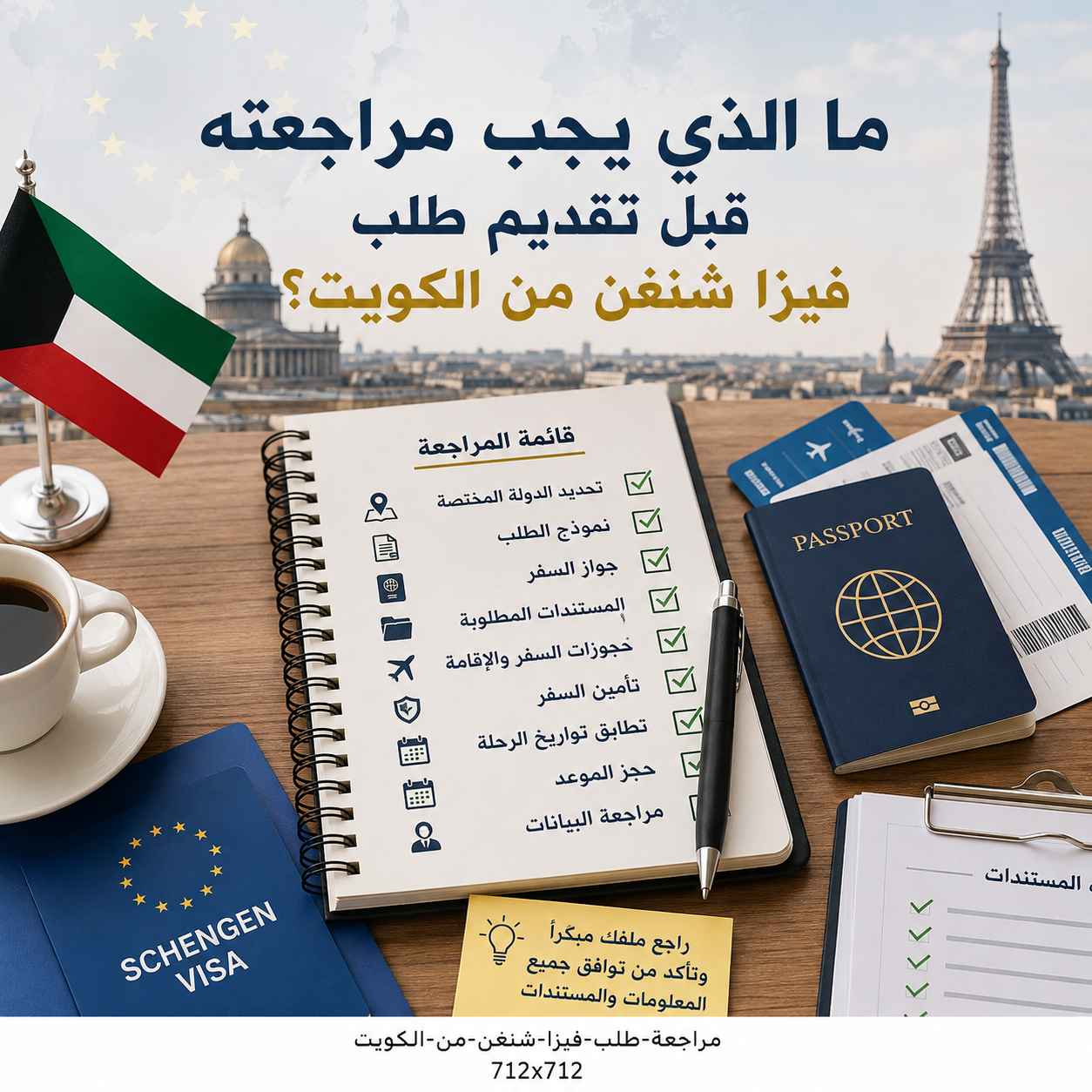 مراجعة طلب فيزا شنغن من الكويت قبل التقديم وحجز الموعد وتأمين السفر
